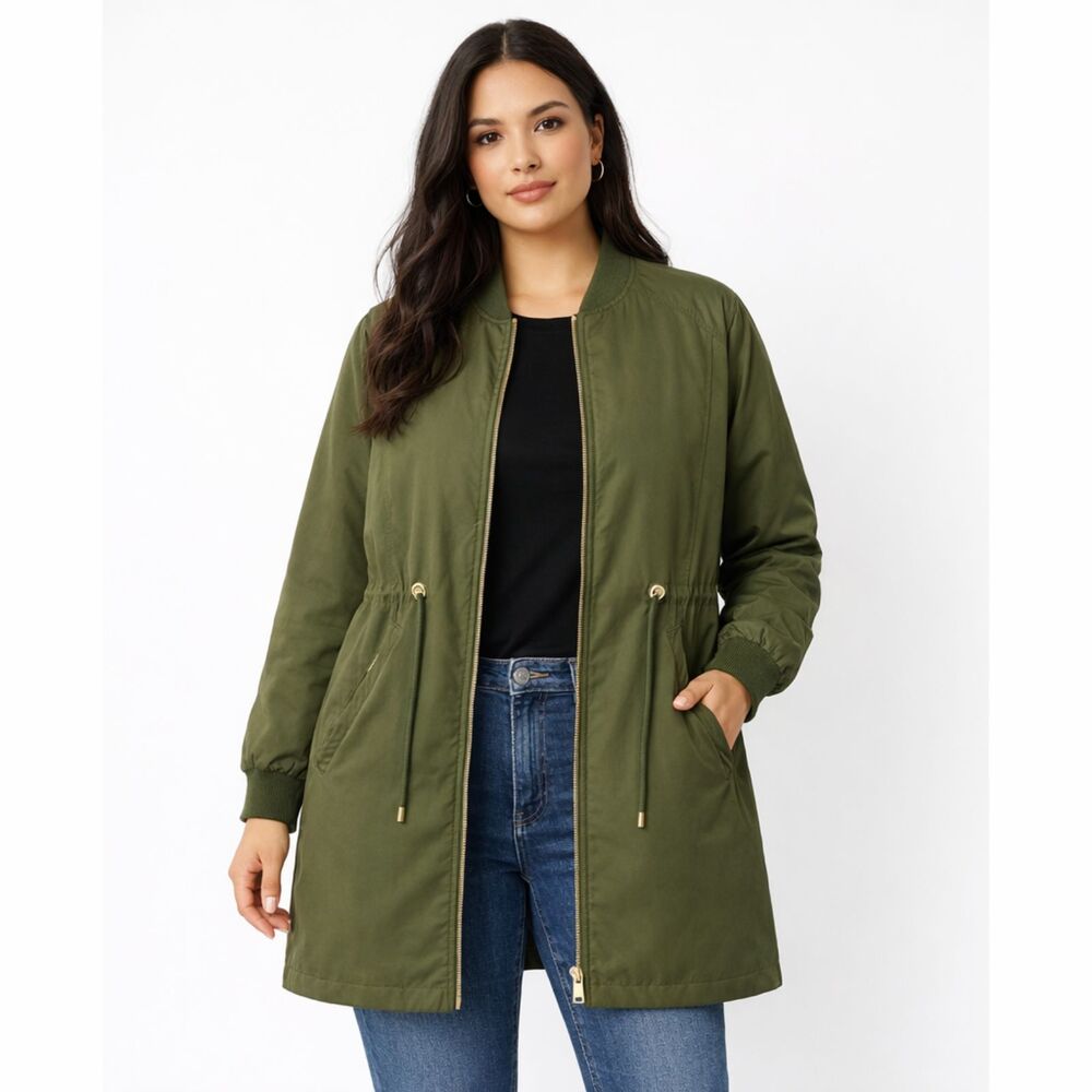 Be Cool Olive Green Lightweight Utility Jacket Size Large